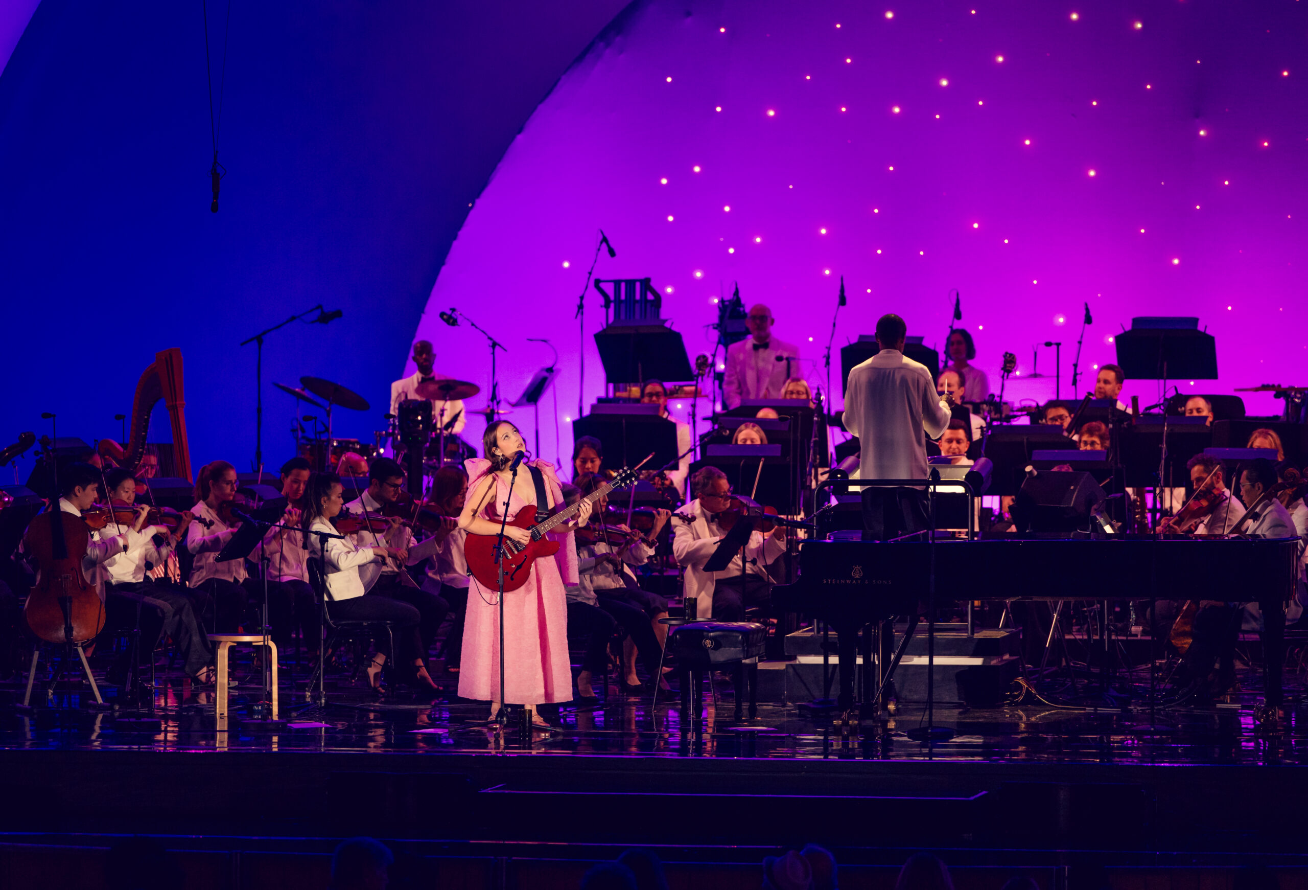 Laufey performing with an orchestra at the Hollywood Bowl